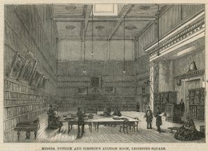 Auktionsraum von Messrs Puttick und Simpson, Leicester Square, London