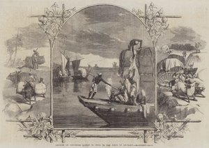 Methoden des Baumwolltransports in Indien zu den Verschiffungshäfen (Stich) von English School