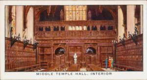 Middle Temple Hall, Innenansicht (Farblithografie) von English School