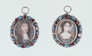 Miniaturen von Karl II. und Katharina von Braganza von English School