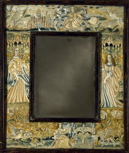 Spiegel mit Reliefstickerei, ca. 1650-1700