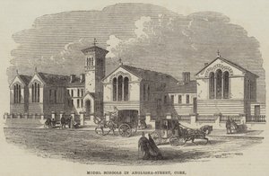 Modellschulen in der Anglesea-Straße, Cork (Stich) von English School