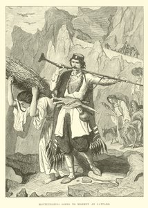 Montenegriner auf dem Weg zum Markt in Cattaro von English School