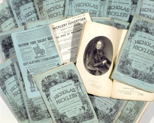 Monatliche Ausgaben von The Life and Adventures of Nicholas Nickleby von Charles Dickens, veröffentlicht 1839
