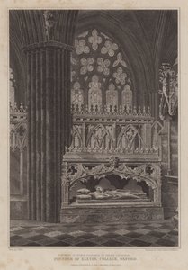 Denkmal von Bischof Stapledon, Gründer des Exeter College, Oxford, in der Kathedrale von Exeter von English School