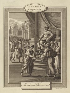 Mordechai geehrt, Esther, Kapitel VI, Vers 11 von English School