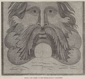 Mosaik, gerade zur Sammlung des British Museum hinzugefügt (Gravur) von English School