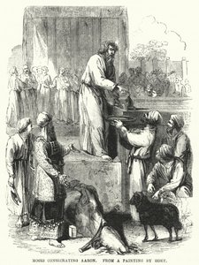 Moses weiht Aaron, nach einem Gemälde von Hoet von English School