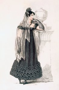 Trauerkleid, Modeplatte aus Ackermanns Repository of Arts von English School