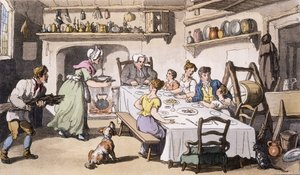 Mr. Burchells erster Besuch, veröffentlicht in Ackermanns Repository of Arts, London, 1817 (handkolorierte Gravur)