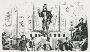 Mr. C. George, der irische Sänger, tritt in der Borough Music Hall, Union Street, Southwark auf von English School