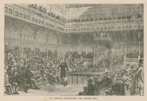 Mr. Disraeli stellt das Reformgesetz vor von English School
