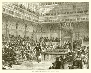 Mr. Disraeli stellt das Reformgesetz vor von English School
