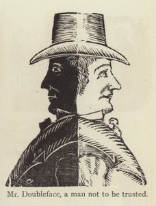 Herr Doppelgesicht, ein Mann, dem man nicht trauen kann (Gravur) von English School