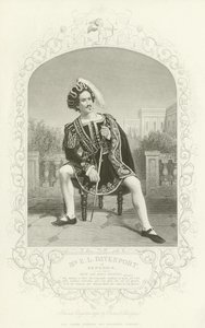 Mr. E. L. Davenport als Benedick, Viel Lärm um nichts, Akt II, Szene iii von English School