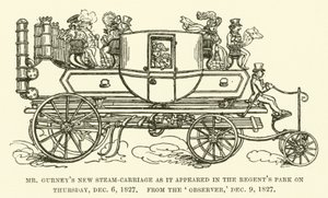 Herr Gurneys neue Dampfkutsche, wie sie am Donnerstag, dem 6. Dezember 1827, im Regent