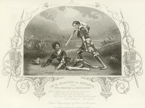 Mr. H. Marston als Hotspur und Mr. F. Robinson als Prinz Heinrich, König Heinrich IV, Teil I