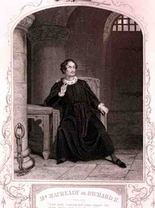 Mr. Macready als Richard II, Akt V Szene 5, im Stück von William Shakespeare, graviert von J. Rogers von English School