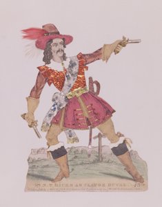 Herr N.T. Hicks in der Gestalt des französischen Straßenräubers Claude Duval (1643-70) (Gravur und Collage)