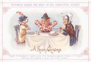 Mr. Punch setzt sich zum Weihnachtsessen, Weihnachtskarte von English School
