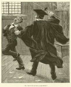 "Mr. Taylor ließ keinen einzigen Schlag aus" (Gravur) von English School