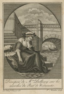 Mrs Bellamy in Verzweiflung auf den Stufen der Westminster Bridge