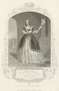 Mrs. Mowatt als Beatrice, Viel Lärm um nichts, Akt II, Szene i von English School