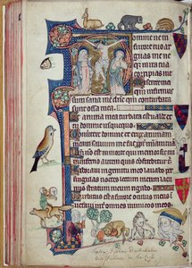 Ms 242 f.55v Die Kreuzigung, aus den Packham-Clifford Stunden, Gebrauch von Sarum, ca. 1314-31 (Goldblatt & Tempera auf Pergament)