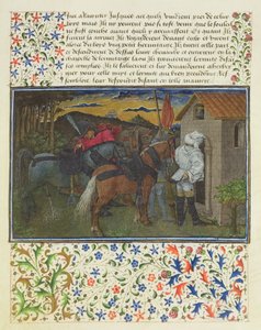 Ms. 2597 Herz, Verlangen und Großzügigkeit, spät am Abend, vor der Einsiedlerzelle, Faksimile-Ausgabe von Livre du Coeur d