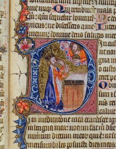 Psalm 38, David zeigt auf seinen Mund, aus dem Ramsey Abbey Psalter, ca. 1380 von English School