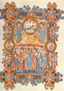 Ms 274 (Y-6) fol.158 Die Menge, die das Lamm anbetet, aus dem Missale von Robert von Jumièges, ca. 1016 von English School