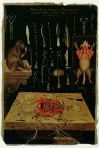Ms Hunter 364 Tabelle I Dissektionsinstrumente, aus Anatomischen Tafeln, von John Banister (1540-1610) von English School