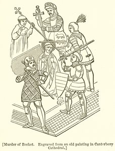 Mord an Becket. Graviert nach einem alten Gemälde in der Kathedrale von Canterbury von English School