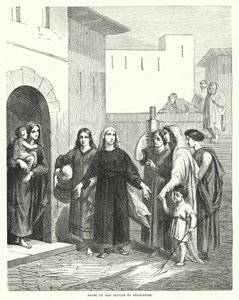 Naomi bei ihrer Rückkehr nach Bethlehem (Gravur) von English School