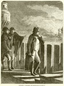 Napoleon I. beobachtet die Zerstörung Moskaus von English School