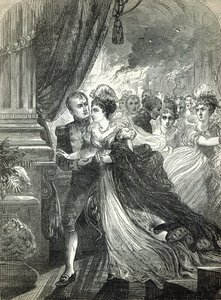 Napoleon und Marie-Louise fliehen vor dem Feuer auf dem Ball, der am 1. Juli 1810 vom österreichischen Botschafter zu Ehren der Hochzeit des Kaiserpaars gegeben wurde