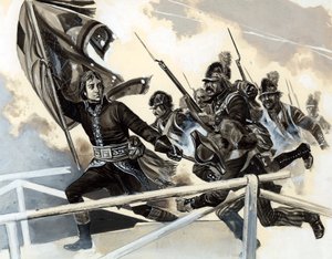 Napoleon führt seine Armee über die Brücke bei Lodi von English School