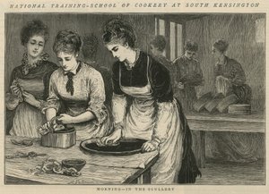 National Training School of Cookery in South Kensington: Morgen in der Spülküche von English School