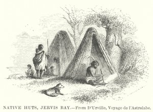 Eingeborenenhütten, Jervis Bay (Gravur)