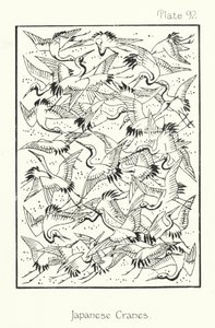 Natur im Ornament: Japanische Kraniche von English School