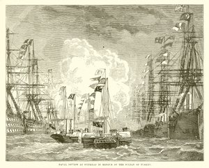 Marineparade in Spithead zu Ehren des Sultans der Türkei von English School