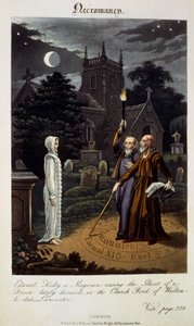 Nekromantie: Edward Kelly, ein Magier, beschwört den Geist einer kürzlich verstorbenen Person auf dem Kirchhof von Walton-le-dale, Lancaster, aus 