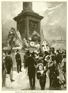 Nelson-Tag: Szene auf dem Trafalgar Square, London von English School
