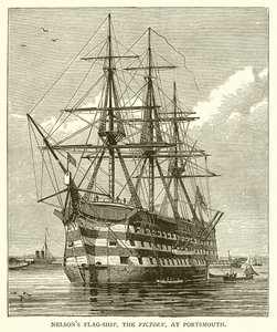 Nelsons Flaggschiff, die Victory, in Portsmouth von English School