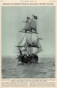 Nelsons Victory: ein Modell des 100-Kanonen-Schiffs, in dem er bei Trafalgar kämpfte und starb, aus The Illustrated London News Royal Naval and Military Review, 20. Juli 1935 von English School