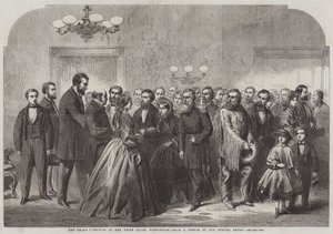 Neujahrsempfang im Weißen Haus, Washington (Stich) von English School