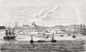 Neu Amsterdam, eine niederländische Siedlung aus dem 17. Jahrhundert an der Südspitze der Insel Manhattan, Amerika, aus Ward und Locks Illustrierter Geschichte der Welt, veröffentlicht ca. 1882