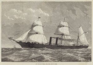 Neues Depeschen-Schiff, HMS Iris, aus Stahl gebaut von English School