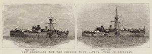 Neue Panzerschiffe für die chinesische Marine, die kürzlich in Spithead lagen (Gravur) von English School