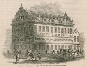 Neuer Musiksaal, im Bau in Long Acre, für die Hullah Singing Schools von English School